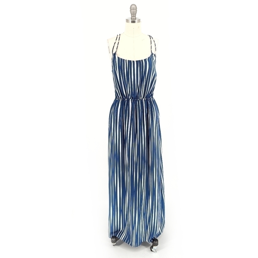 Banana Republic Striped Maxi Dress Blue White 4 casual summer preppy classic